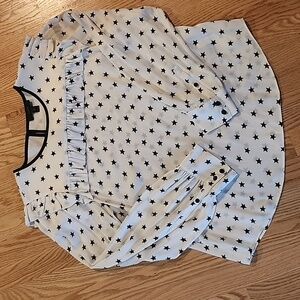 EUC J. Crew Black and White Star Blouse - Size 10